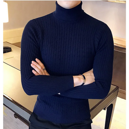 Knitted turtleneck jumper men | slim fit winter jumper