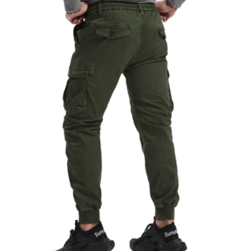 Wide drawstring - Cargo trousers for men - Comfortable outdoor trousers with pockets, elasticated waistband