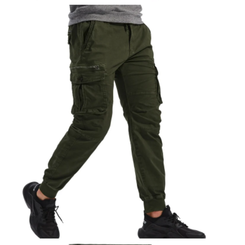 Wide drawstring - Cargo trousers for men - Comfortable outdoor trousers with pockets, elasticated waistband