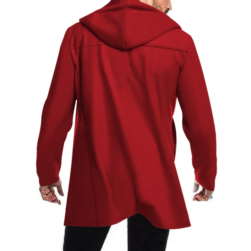 Modern men's coat - Double-buttoned coat with hood