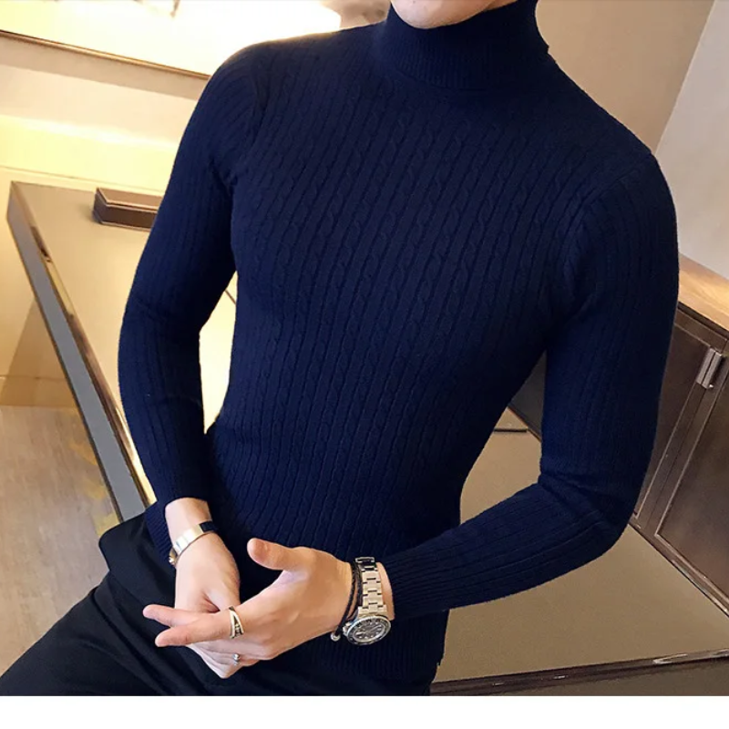 Knitted turtleneck jumper men | slim fit winter jumper