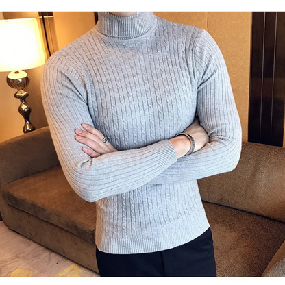 Knitted turtleneck jumper men | slim fit winter jumper