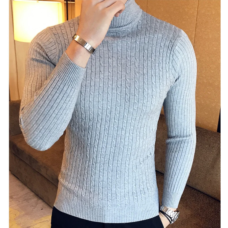 Knitted turtleneck jumper men | slim fit winter jumper