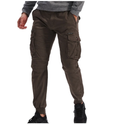 Wide drawstring - Cargo trousers for men - Comfortable outdoor trousers with pockets, elasticated waistband