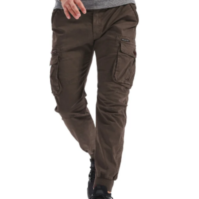 Wide drawstring - Cargo trousers for men - Comfortable outdoor trousers with pockets, elasticated waistband