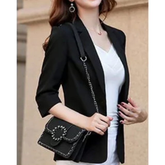 Stylish Women's Blazer With 3/4 Sleeves - Perfect For Office