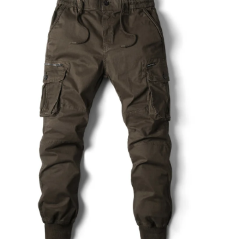 Wide drawstring - Cargo trousers for men - Comfortable outdoor trousers with pockets, elasticated waistband