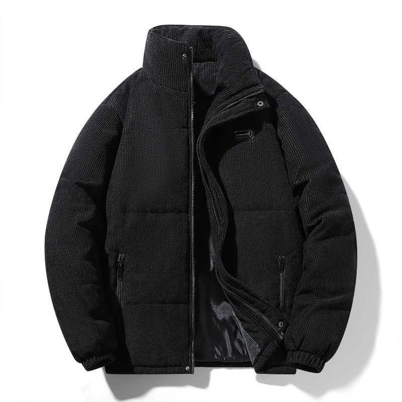 Men's puffer jacket with corduroy design and front pockets