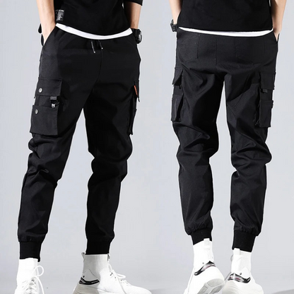 Cargo trousers men - Comfortable jogging trousers with several pockets, elasticated cuffs