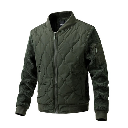 Men's quilted transitional jacket - With sherpa sleeves, Warm, With zip