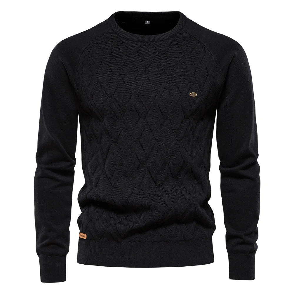 Structured round neck men's  sweater for an elegant appearance