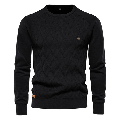 Structured round neck men's  sweater for an elegant appearance