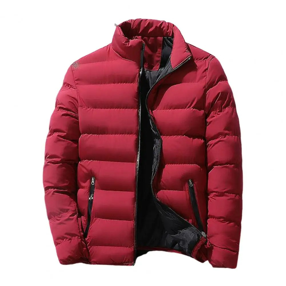 Men's puffer jacket with contrast lining and zip pockets