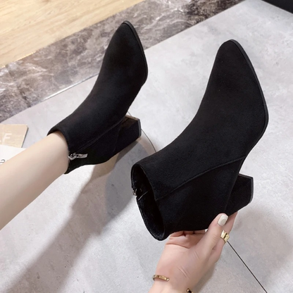 High Heel Ankle Boots with Side Zip - Women's Ankle Boots