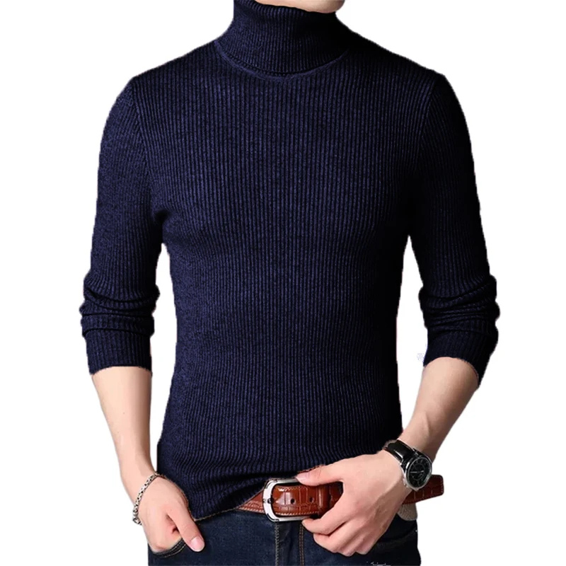 Ribbed knit jumper turtleneck jumper men