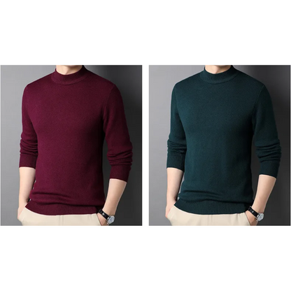 Lightweight knitted jumper with stand-up collar Turtleneck jumper for men