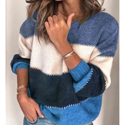 Soft Colour Block Pullover, Comfortable Sweater