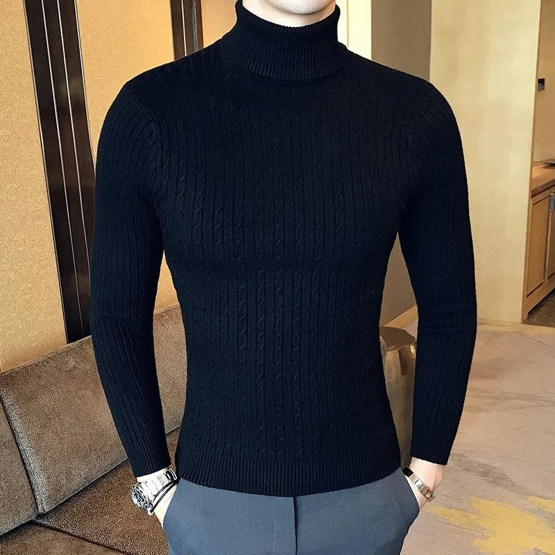 Turtleneck jumper men - cable knit, soft, slim fit, casual wear