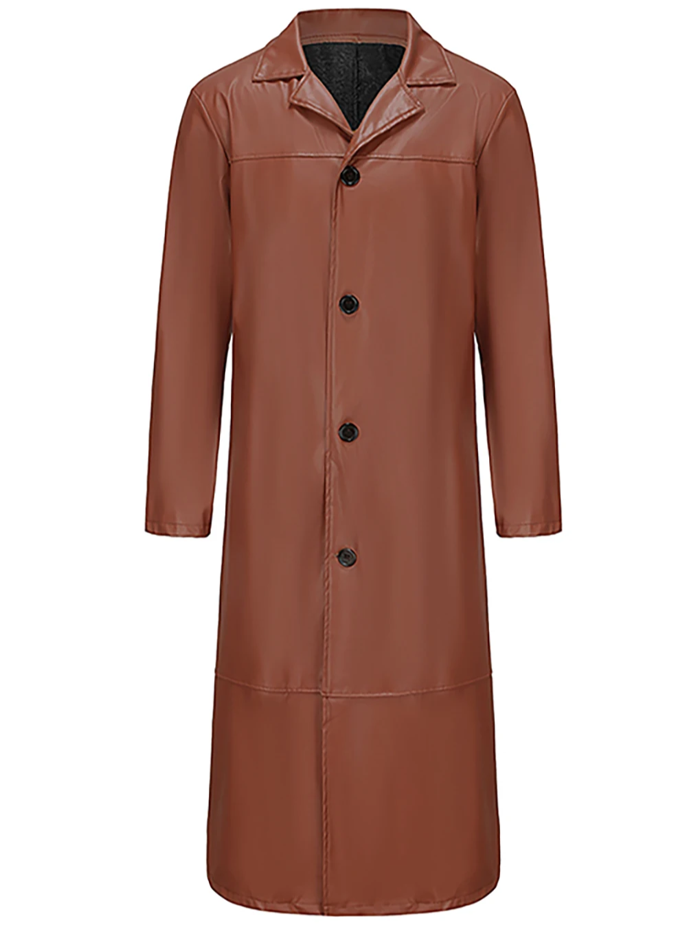 Modern men's coat - Long leather coat with classic lapels