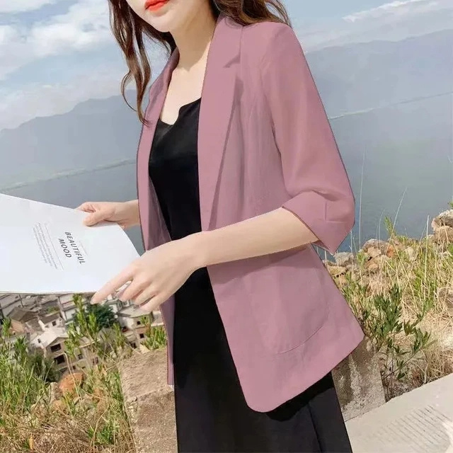 Stylish Women's Blazer With 3/4 Sleeves - Perfect For Office