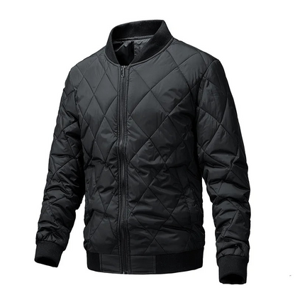 Men's quilted transitional jacket - Lightweight, diamond pattern, with zip