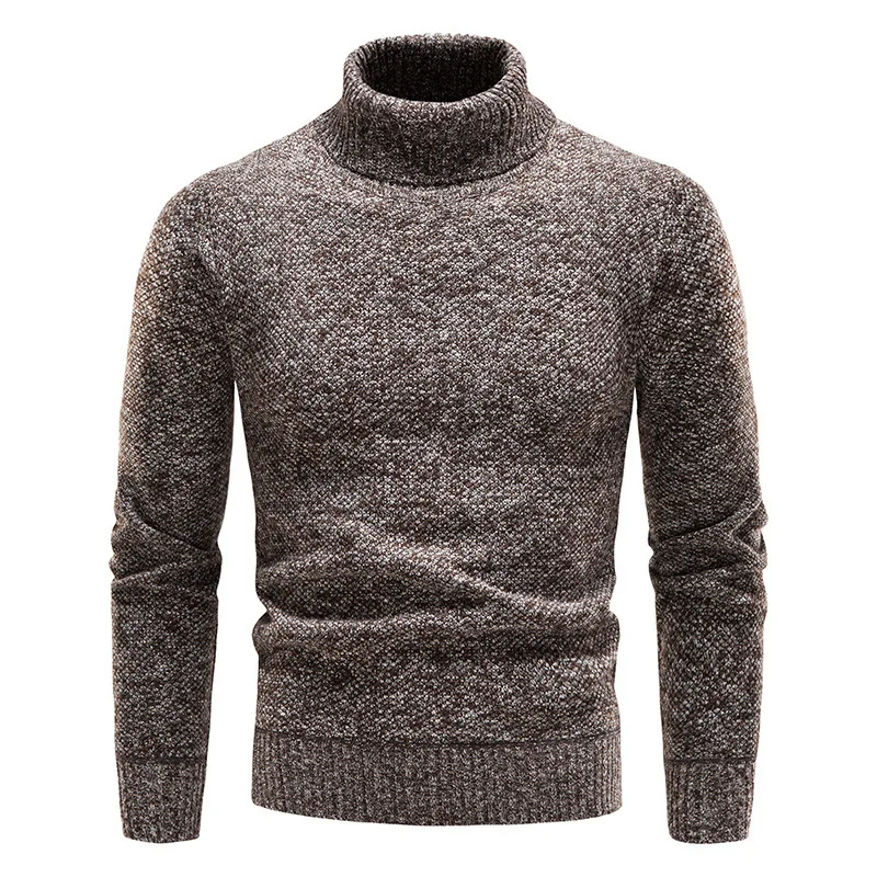 Turtleneck jumper men - Warm turtleneck jumper with melange effect