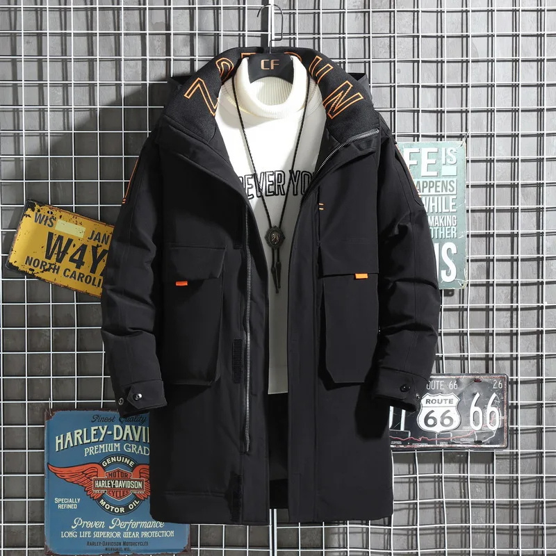 Men's parka winter jacket with hood and zip pockets