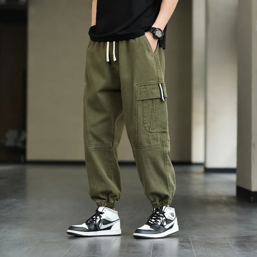 Cargo trousers men - Casual jogging trousers with side pockets, comfortable waistband