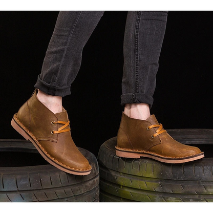 Elegant chukka boots for men with laces, comfortable leather shoes