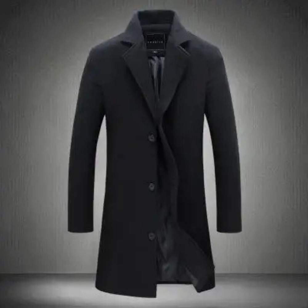 Elegant men's coat - Classic wool coat with slim-fit cut