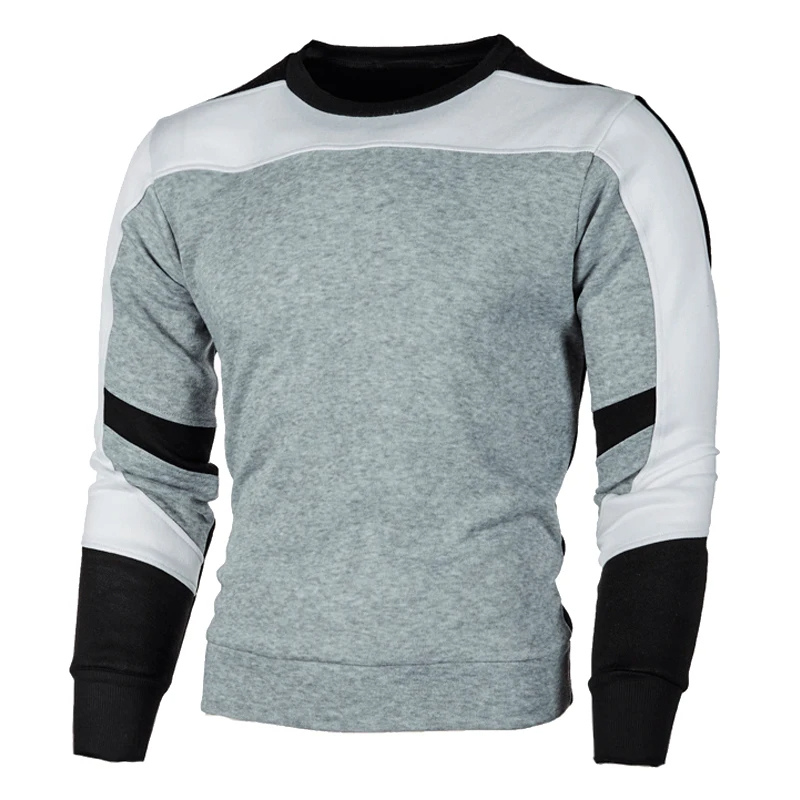 Men's sweater with colour block, round neck casual pullover sweatshirt