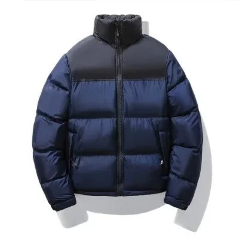 Men's puffer jacket with high collar and side pockets