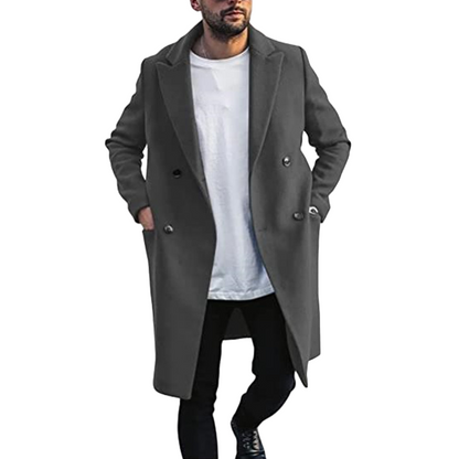 Timeless men's coat - Double-breasted wool coat with classic lapels