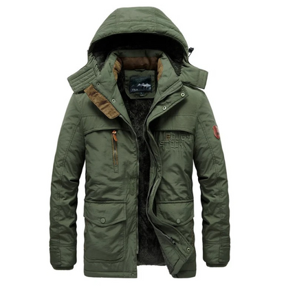 Men's lined parka jacket with durable design