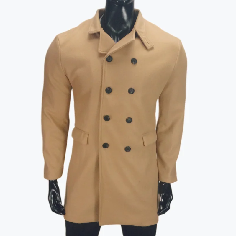 Double-breasted men's coat - Timeless wool coat with lapel collar