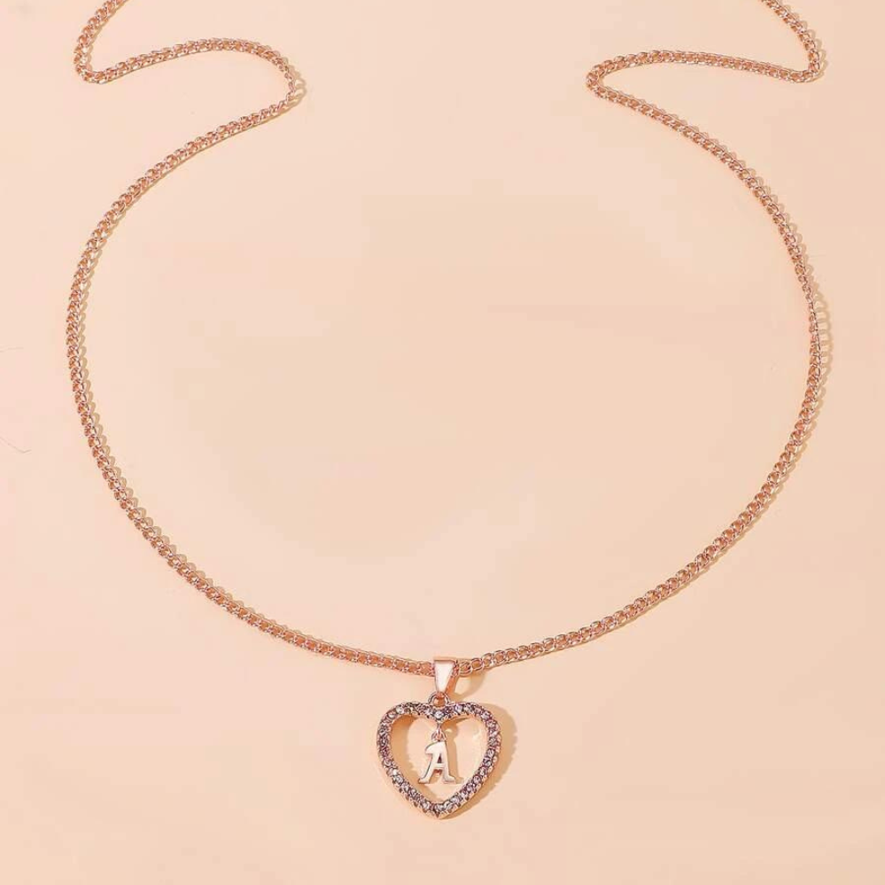 Crystal initials pavé heart necklace