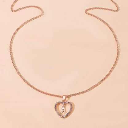 Crystal initials pavé heart necklace