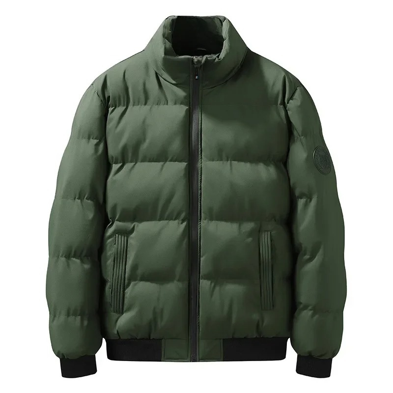 Men's puffer jacket with patch logo and front zip