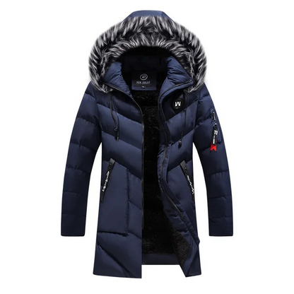 Men's Parka Winter Jacket With Detachable Hood And Zip Pockets