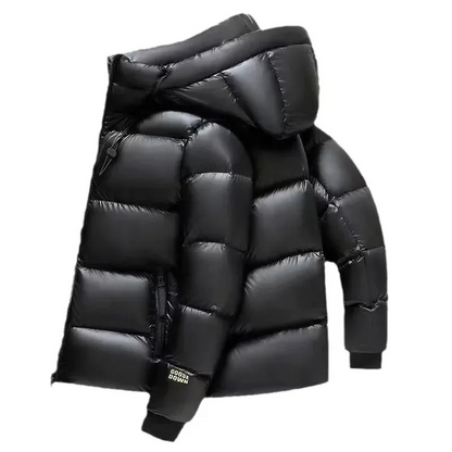 Men's puffer jacket with hood and side zip