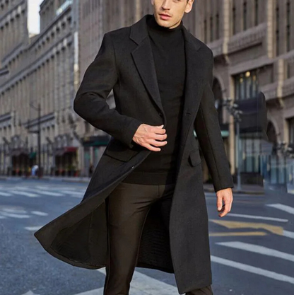 Long men's coat - Classic wool coat with slim fit