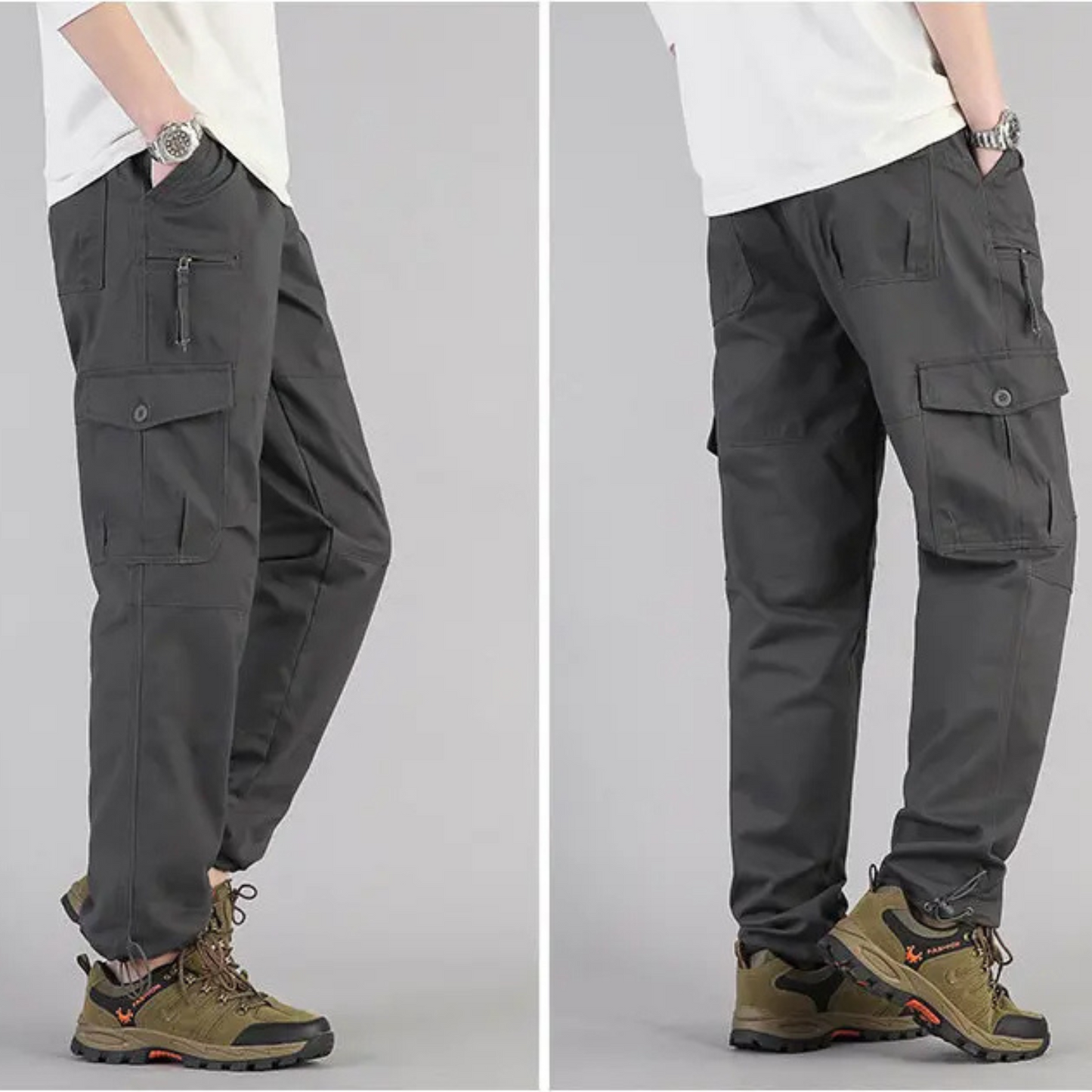 Large size stretch waist tactical cargo trousers mens