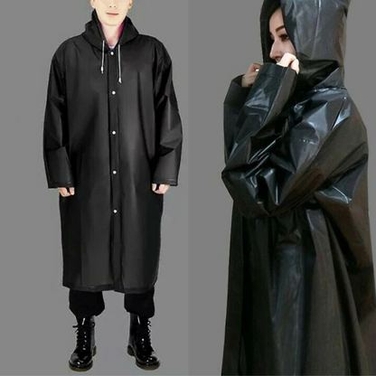 Men's mackintosh waterproof long with hood and press studs