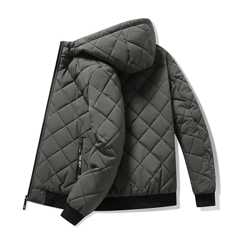 Men's puffer jacket with quilted pattern and side pockets