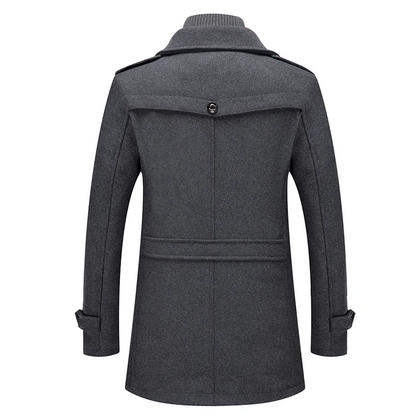 Warm men's coat - Functional wool coat with zip and pockets