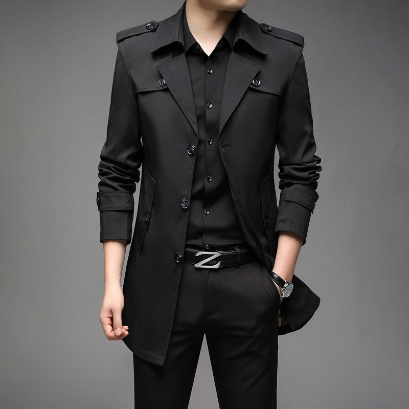 Stylish men's coat - Lightweight trench coat with epaulettes