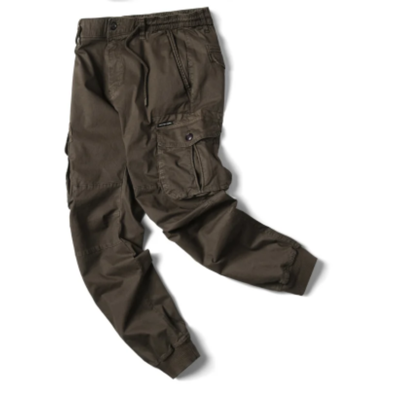 Wide drawstring - Cargo trousers for men - Comfortable outdoor trousers with pockets, elasticated waistband