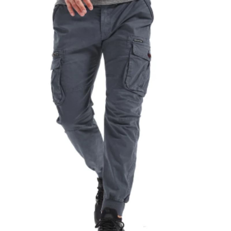 Wide drawstring - Cargo trousers for men - Comfortable outdoor trousers with pockets, elasticated waistband