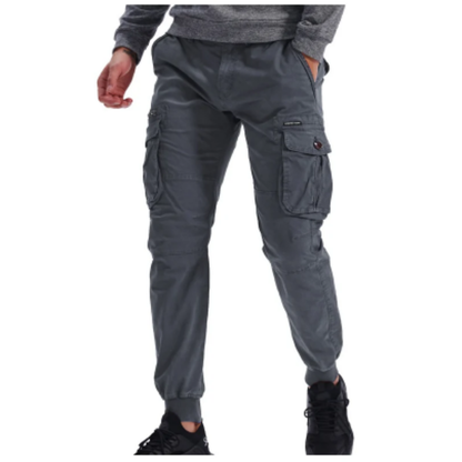 Wide drawstring - Cargo trousers for men - Comfortable outdoor trousers with pockets, elasticated waistband