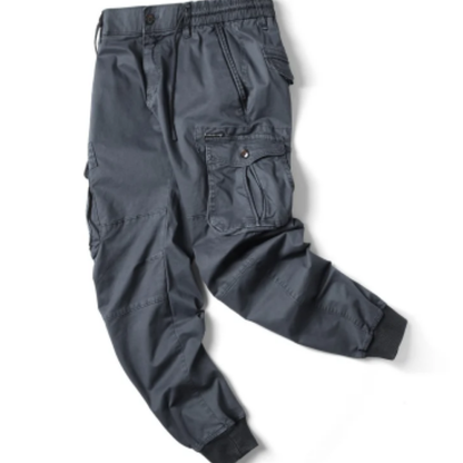 Wide drawstring - Cargo trousers for men - Comfortable outdoor trousers with pockets, elasticated waistband